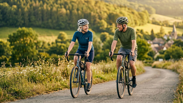Couple riding their bikes in the evening